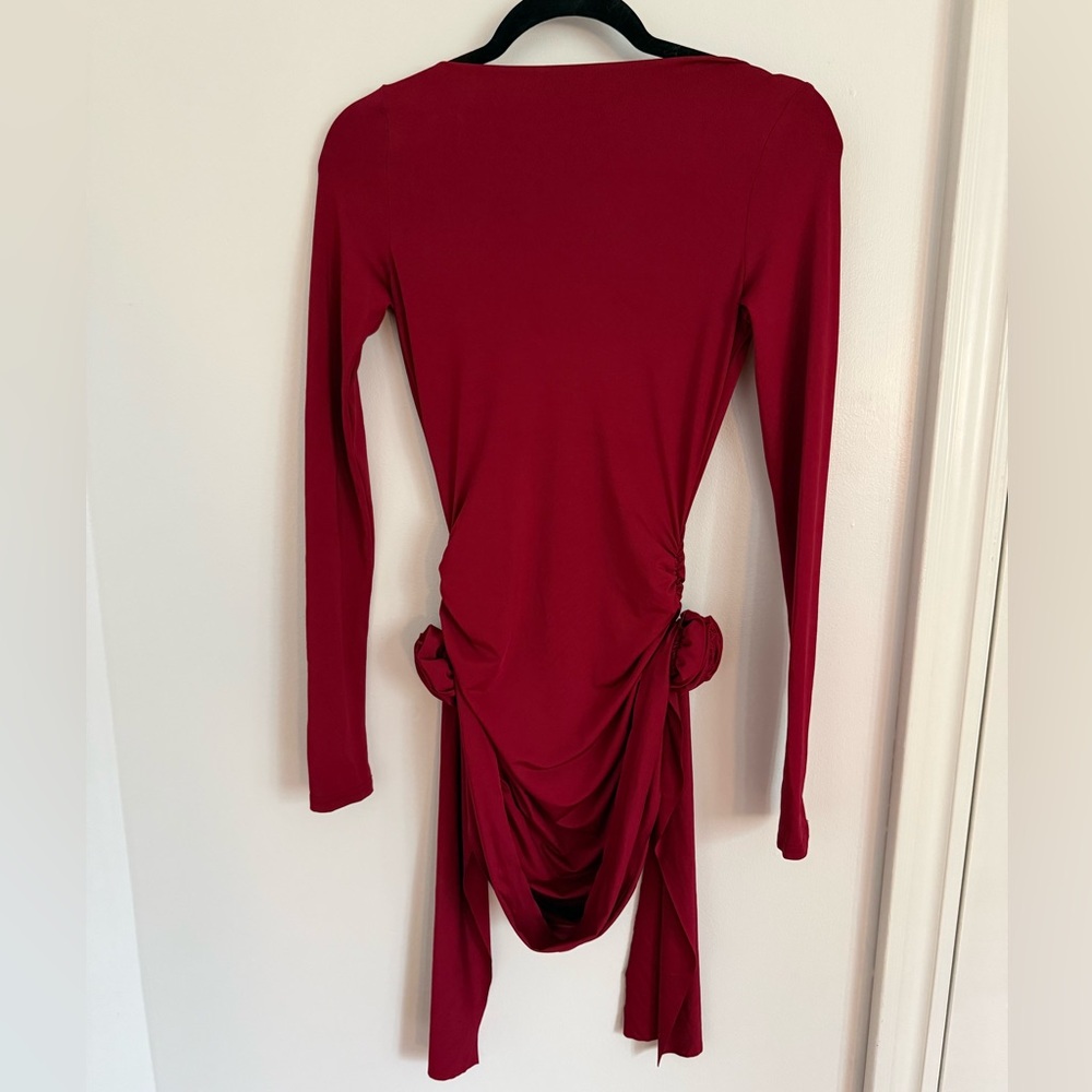 Red/burgundy longsleeve mini dress